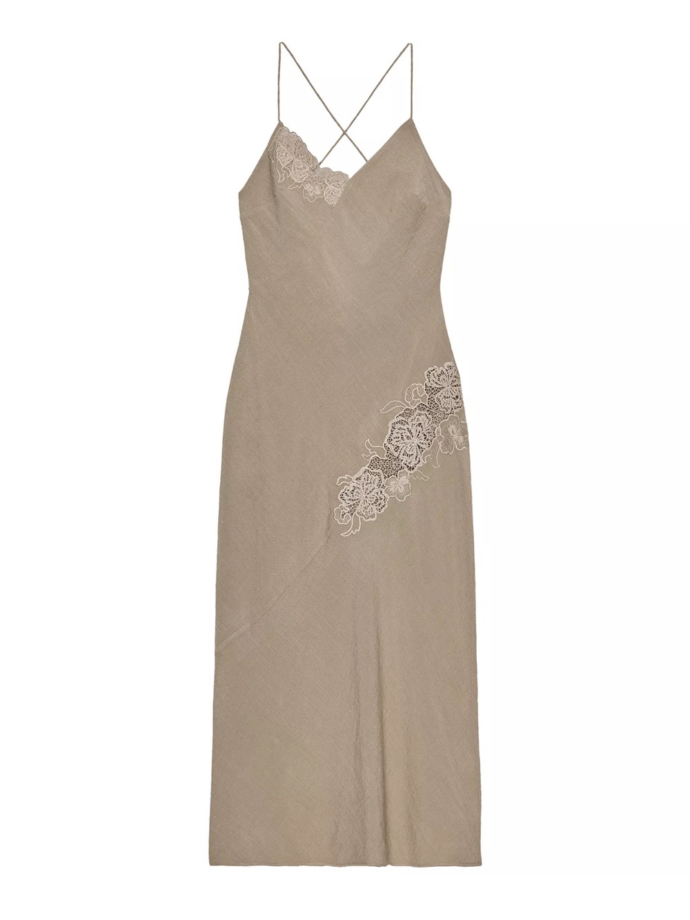 Zara Embroidered Midi Slip Dress